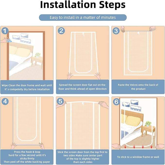 Reinforced Cat Screen Door,Fits Door Size 34''x 81'',Thickened Cat Resistant Mesh Screen Door for Living Room,Kitchen,Bedroom,Cat Proof Screen with Zipper Closure. (U-Type,White)