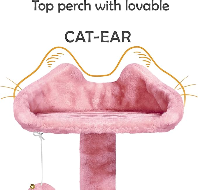 Yaheetech 62in Cat Tree Cat Tower for Indoor Cats, Cat Furniture w/Double Cat Condo, Scratching Posts, Multiple Platforms and Balls for Kittens & Cats, Pink