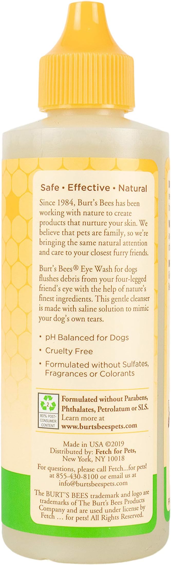 Burt's Bees for Dogs Naturally Derived Eye Wash with Saline Solution - Eye Wash Drops for All Dogs and Puppies - Effective Eye Cleaner and Eye Wash for Dogs - 4 Oz