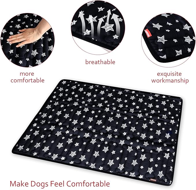 Dog Crate Mat (42" X 28"), Soft Dog Bed Mat with Cute Prints, Personalized Dog Crate Pad, Anti-Slip Bottom, Machine Washable Kennel Pad