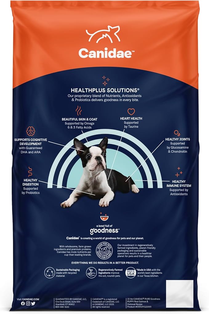 CANIDAE Pure Puppy Real Salmon & Oatmeal Recipe Dry Dog 22 LB