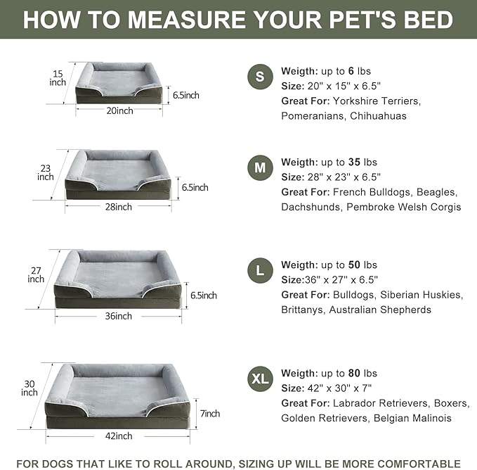 WNPETHOME Waterproof Dog Beds for Large Dogs, Orthopedic XL Dog Bed with Sides, Big Dog Couch Bed with Washable Removable Cover, Pet Bed Sofa with Non-Slip Bottom for Sleeping