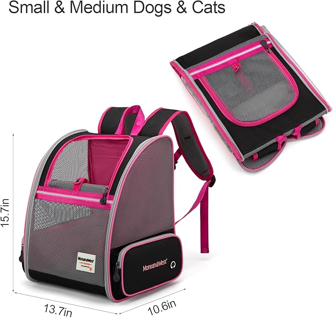 Montana West Cat Carrier Backpack for Small Medium Dog & Puppies with Breathable Mesh for Hiking Camping Backpack Travel Bag