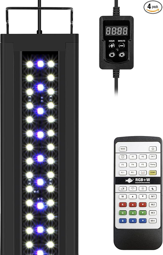 NICREW RGB+W 24/7 LED Aquarium Light with Controller, Full Spectrum Fish Tank Light for Planted Freshwater Tanks, Planted Aquarium Light with Extendable Brackets to 18-24 Inches, 17 Watts