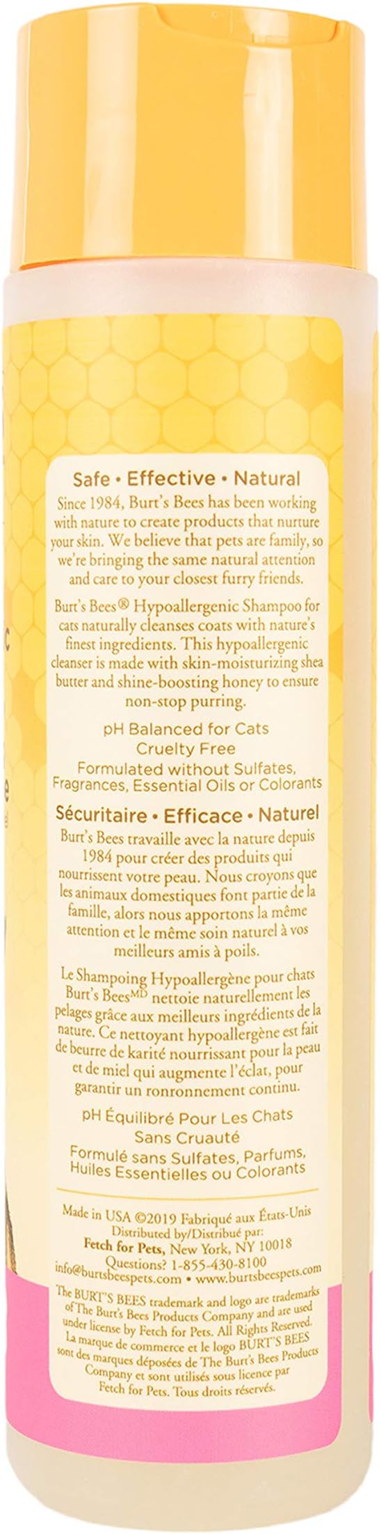 Burt's Bees for Pets Cat Hypoallergenic Cat Shampoo with Shea Butter & Honey - Best Shampoo for Cats with Dry or Sensitive Skin - Cruelty Free, 10 Fl Oz - 2 Pack