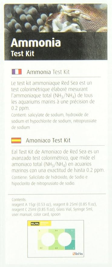 Red Sea Fish Pharm ARE21460 Marine Care Program Ammonia Kit for Aquarium, 100 Tests