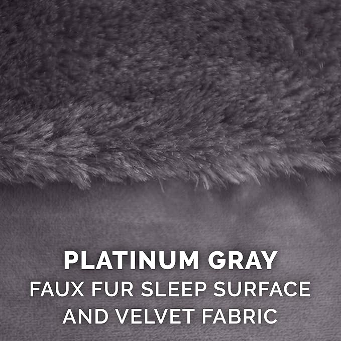 Furhaven Memory Foam Dog Bed for Large Dogs w/ Removable Bolsters & Washable Cover, For Dogs Up to 125 lbs - Plush & Velvet L Shaped Chaise - Platinum Gray, Jumbo Plus/XXL