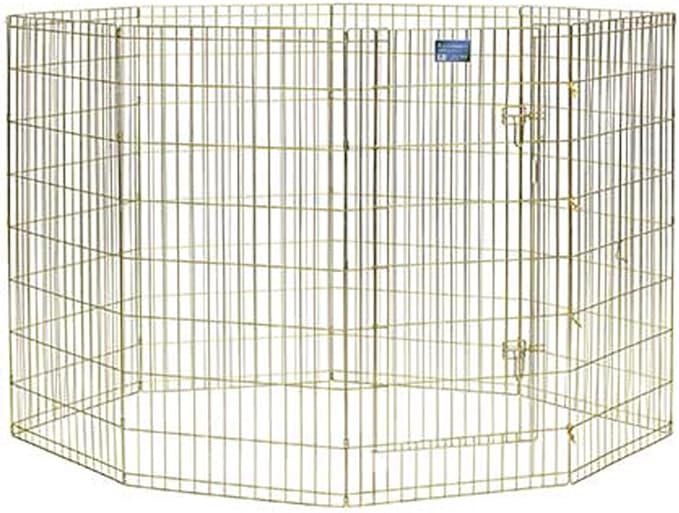 MidWest Homes for Pets Foldable Metal Dog Exercise Pen / Pet Playpen, Gold Zinc w/ door, 24'W x 48'H