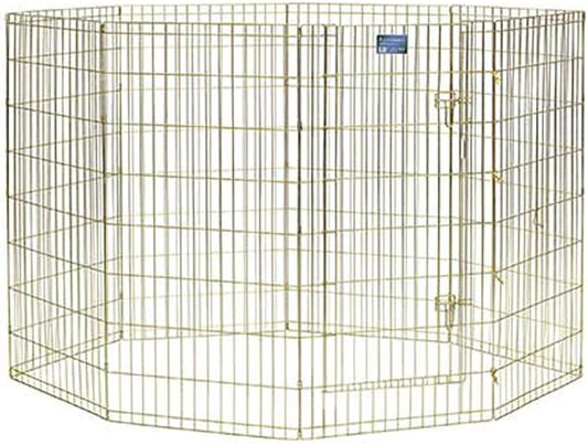 MidWest Homes for Pets Foldable Metal Dog Exercise Pen / Pet Playpen, Gold Zinc w/ door, 24'W x 48'H