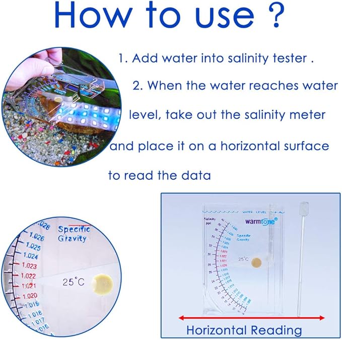 capetsma Salinity Tester, Accurate Sea Hydrometer Aquarium Marine Salinity Meter for Fish Tank Pond Water Saltwater Freshwater Specific Gravity Test