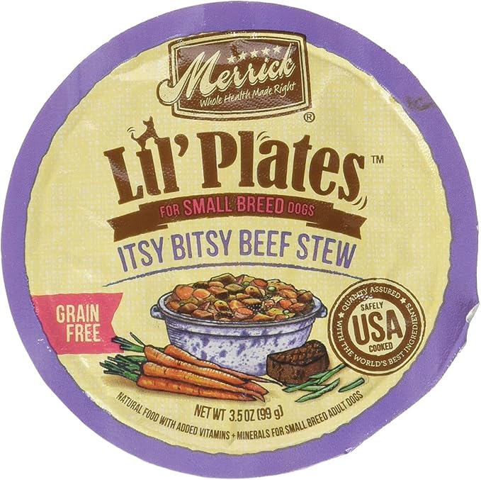 merrick Lil's Plates 3.5-Oz Grain Free Wet Food for Small Breed Dogs12 Cans - Itsy Bitsy Beef Stew