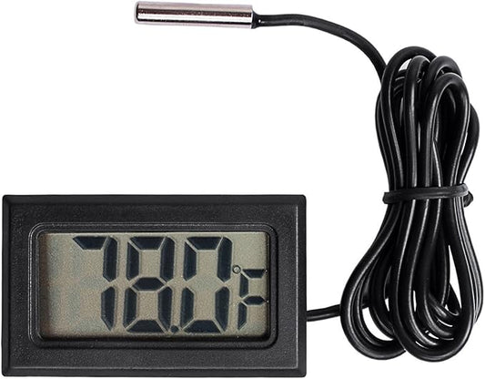 Qooltek Digital LCD Thermometer Temperature Gauge Aquarium Thermometer with Probe for Vehicle Reptile Terrarium Fish Tank Refrigerator(Fahrenheit)