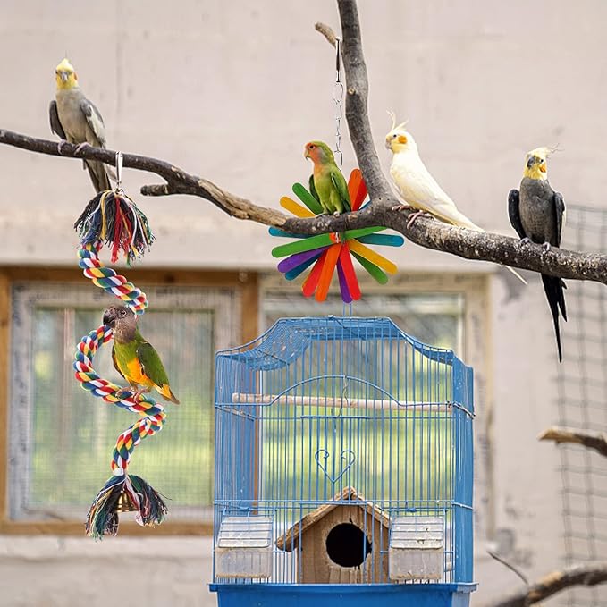 6 Pack Bird Colorful Chewing Toys Parrot Foraging Shredder Toys Shred Hanging Foraging Toys,Comfy Perch Parakeet Toys for Rope Bungee Bird Toy