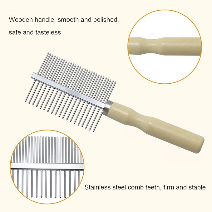 Wooden Handle Grooming Comb for Dogs Cats Pet（Double-Sided）