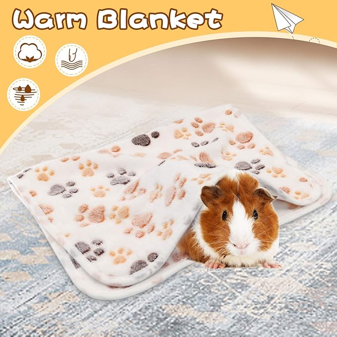 BWOGUE Guinea Pig Blanket, 3 Pack Small Animal Soft Warm Pet Fleece Blankets Sleep Mat Pad Cover Flannel Throw for Hamster Guinea Pig Rabbit Dog Cat Chinchilla Hedgehog