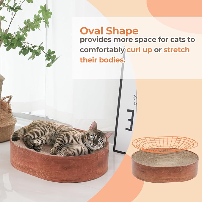 ComSaf Cat Scratching Board, Corrugated Cardboard Cat Scratcher Bed Lounge Durable Long Lasting, Cat Scratch Pad for Indoor Cats Protecting Furniture, 17 Inch x13 Inch (Oval)