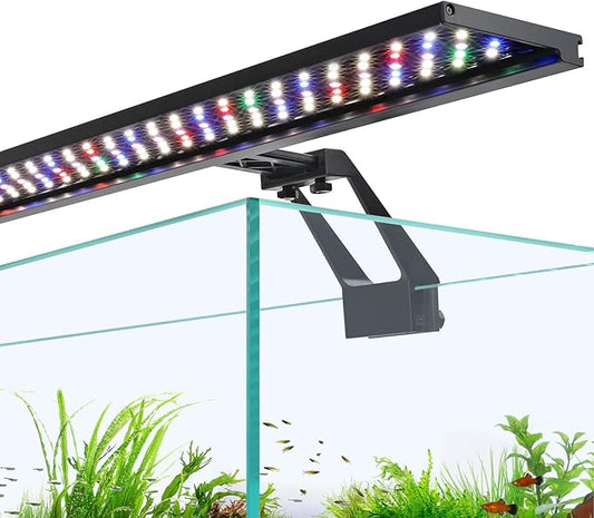 hygger Clip On Full Spectrum Aquarium LED Light, 26W Day-Night Dual Timer Sunrise-Day-Sunset-Moon Fish Tank Light, Adjustable Timer Brightness with 9 Colors for Planted Tank