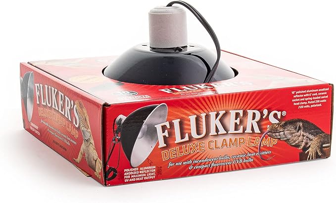 Fluker's Repta-Clamp Lamp, Heavy Duty Clamp Light For Reptile Tanks and Terrariums, UL/CUL Approved, Great for Reptile Basking, 250-Watt Maximum with On/Off Switch, 10"