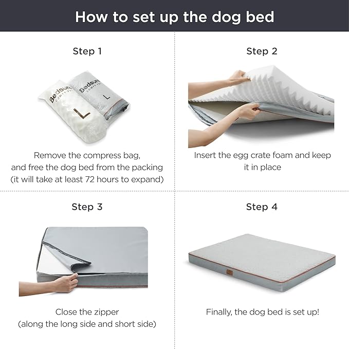 Bedsure Small Dog Bed for Small Dogs - Orthopedic Dog Beds with Removable Washable Cover, Egg Crate Foam Pet Bed Mat, Suitable for Dogs Up to 20 lbs, Oxford Fabric Bottom