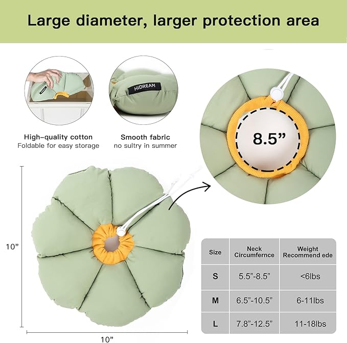 Cat Cone Collar,Cute Waterproof Cat Recovery Collar,Anti-Bite Lick Wound Healing Safety Elizabethan e Collar for Cats,Green Flower All-Season Style