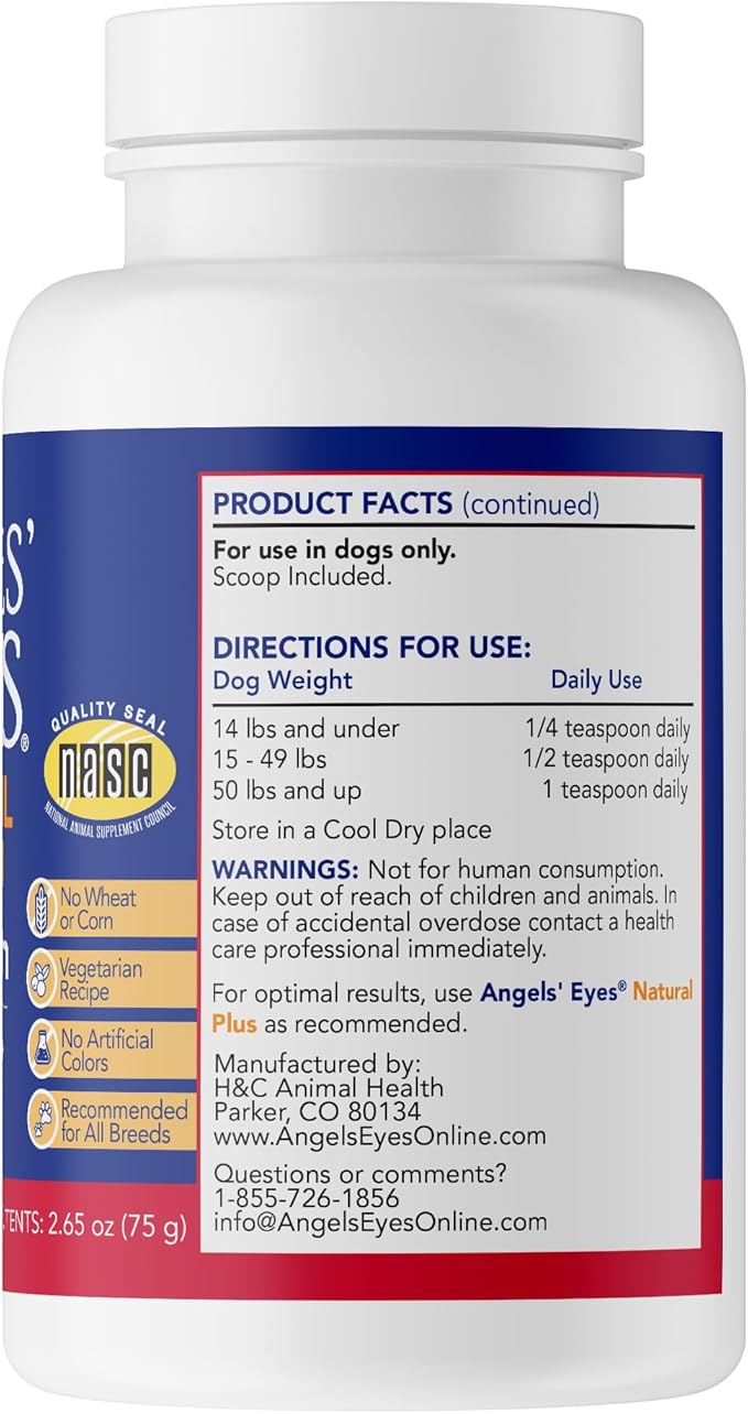 Angels’ Eyes Natural Plus Tear Stain Prevention Sweet Potato Powder for Dogs |All Breeds|No Wheat No Corn|Daily Support for Eye Health| Proprietary Formula|Limited Ingredients| Vegetarian|Nt 75g