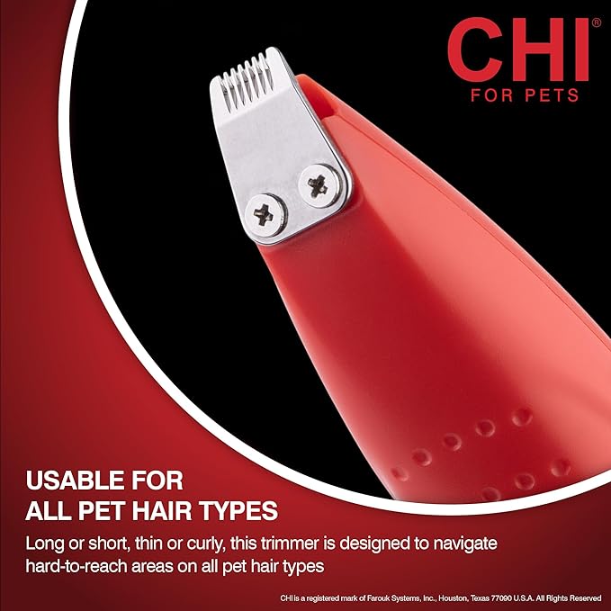 CHI for Pets Small Area Pet Hair Trimmer for Spot Trimming on Paws, Face and Ears | Sensitive Areas Fur Trimmer for Dogs or Cats | Face Trimmer for Dogs, Ear Trimmer for Dogs, Paw Trimmer for Dogs