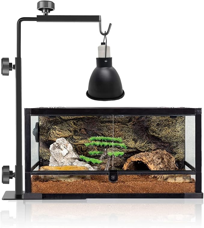 Reptile Lamp Stand, Adjustable 16-31 Inch Domes Heat Lamp Metal Bracket Floor Light Holder for Reptile Terrarium Lighting Heating Light and Dome lampshade, Large
