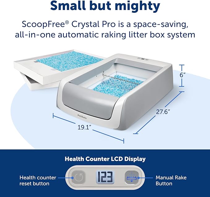 PetSafe ScoopFree Crystal Pro Self-Cleaning Cat Litterbox - Never Scoop Litter Again - Hands-Free Cleanup with Disposable Crystal Tray - Less Tracking, Better Odor Control - includes Disposable Tray