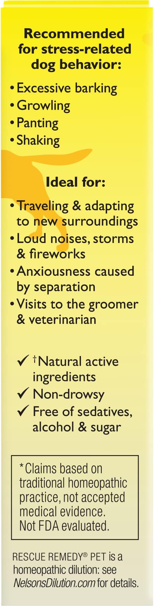 Bach RESCUE REMEDY PET for Dogs 20mL, Natural Calming Drops, Stress Relief for Dogs & Puppies, Caused by Separation, Thunder, Fireworks, Homeopathic Flower Remedy