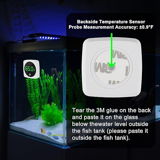 3Pcs Digital Aquarium Thermometer Fish Tank Digital LED Display Temperature ℉ Aquarium Temperature Sensor with LED Touch Screen for Aquarium Glass Containers Plant Reptile Turtle Tank