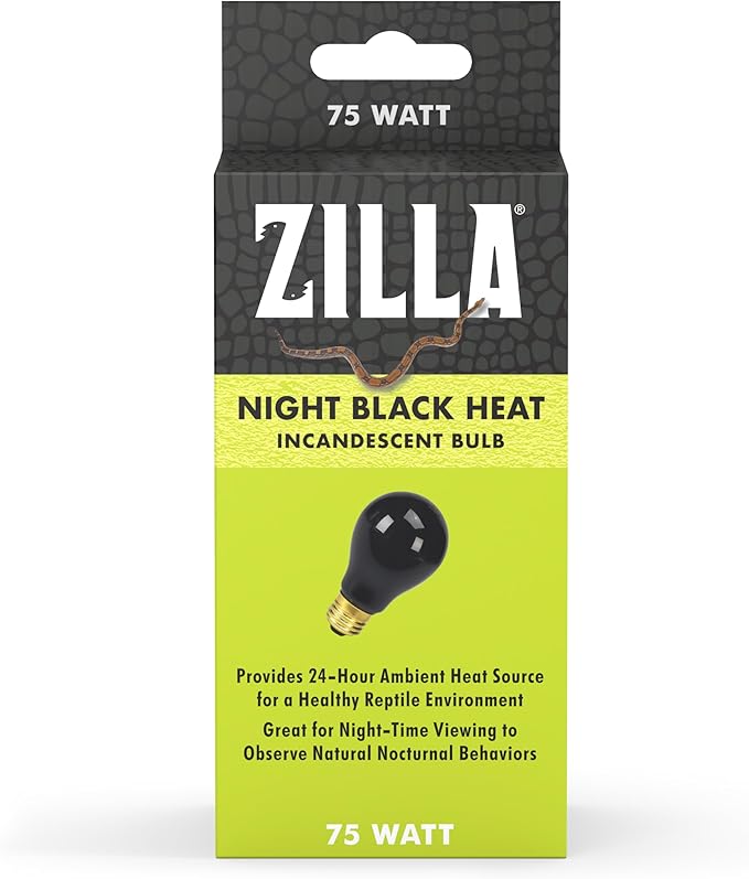 Zilla Reptile Terrarium Incandescent Heat Bulb, Night Black, 75 Watts, 1 Count (Pack of 1)