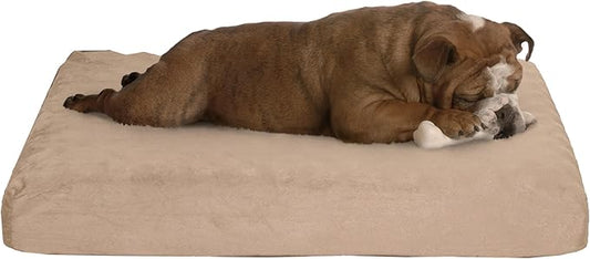 Memory Foam– 2-Layer Orthopedic Dog Bed with Machine Washable Cover - 26 x 19 for Medium Dogs up to 40lbs by PETMAKER (Tan)