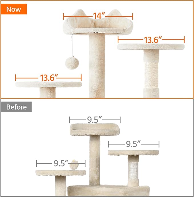 Yaheetech 70in Multi-Level Cat Tree Tall Cat Tower Cat Furniture with Condo, Scratching Posts & Dangling Ball for Indoor Cats Activity Center, Beige