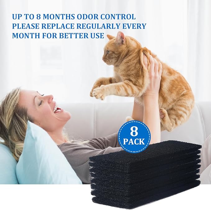 8 Pack Carbon Filters Compatible with Litter Robot 3 Replacement Filters for Absorbing Odors Control Damp from Pets and Keep Home Fresh