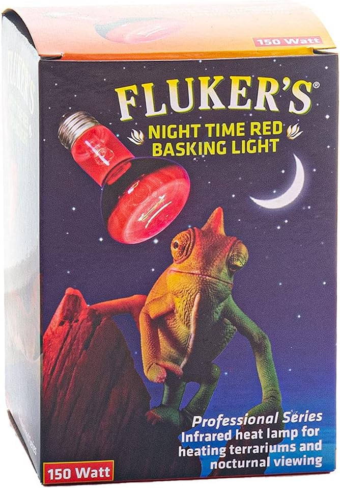 Fluker's Night Time Red Basking Spotlight, Infrared Heat Lamp for Reptiles, 150 Watt