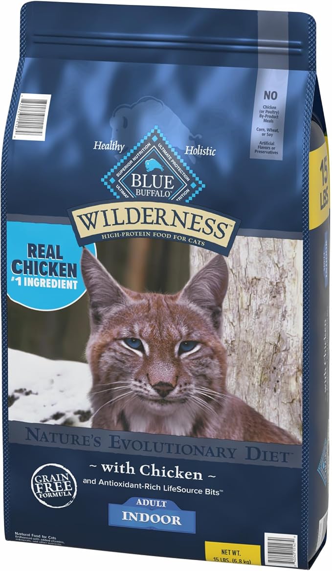 Blue Buffalo Wilderness High Protein, Natural Adult Indoor Dry Cat Food, Chicken 15-lb