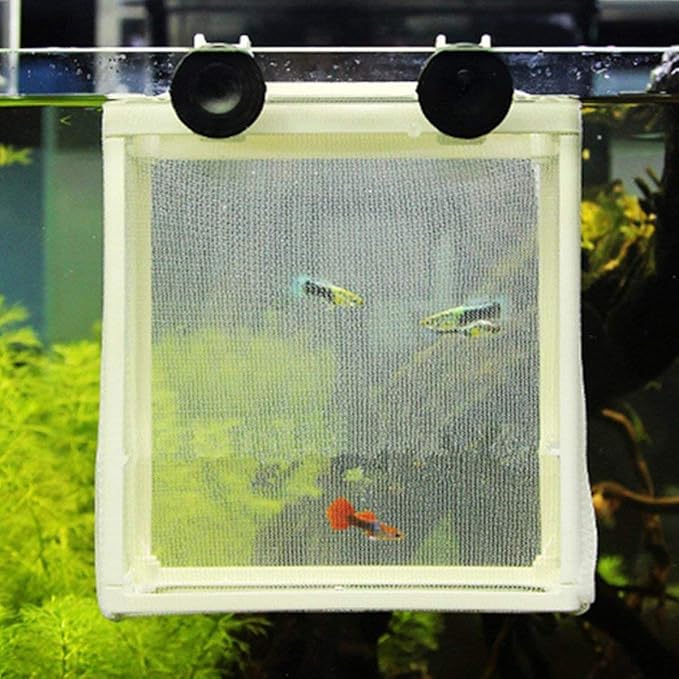 2Pcs White Nylon Mesh Fish Fry Hatchery Breeder Box Separation Net