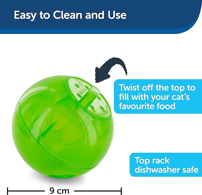 PetSafe Slimcat Feeder Ball - Interactive Game for Your Cat - Fill with Food and Treats - Green