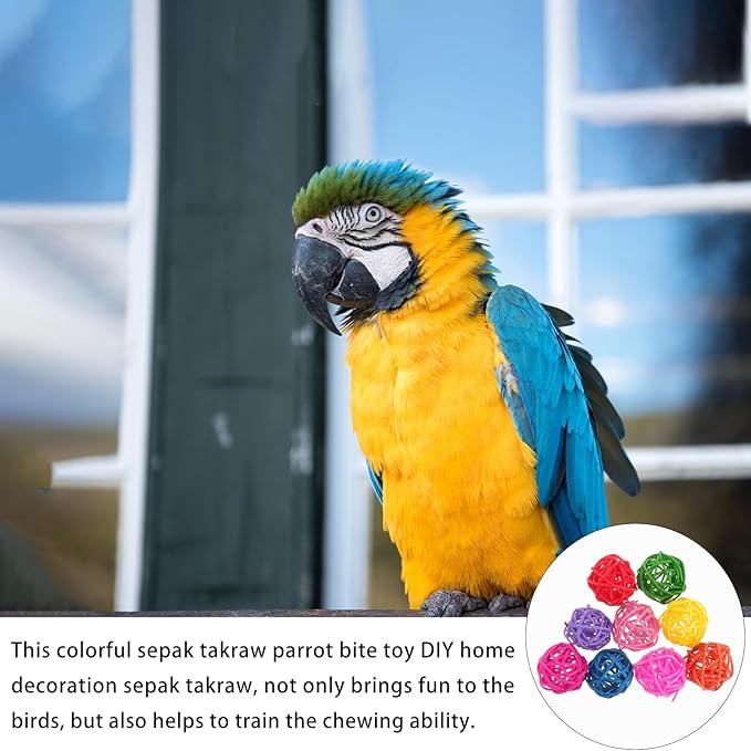 Baluue Wedding Decor 50PCS 3CM Colorful Rattan Parrot Chewing Toy Home DIY Decorative Pet Bird Toys