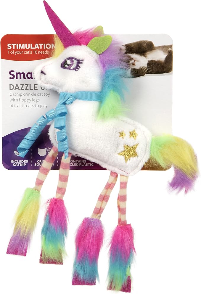 SmartyKat Dazzle Unicorn Crinkle Plush Catnip Cat Toy - White, One Size