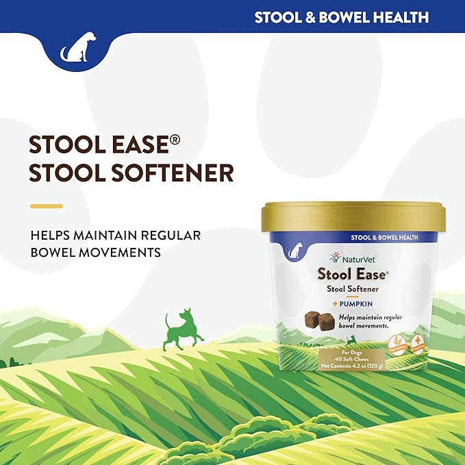 NaturVet – Stool Ease for Dogs – 40 Soft Chews – Helps Maintain Regular Bowel Movements – Enhanced with Sugar Beet Pulp, Flaxseed & Psyllium Husk – 40 Day Supply