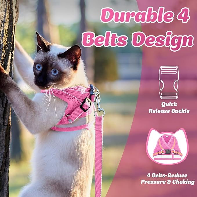 Supet Cat Harness and Leash Set for Walking Cat and Small Dog Harness Soft Mesh Harness Adjustable Cat Vest Harness with Reflective Strap Comfort Fit for Pet Kitten Puppy Rabbit