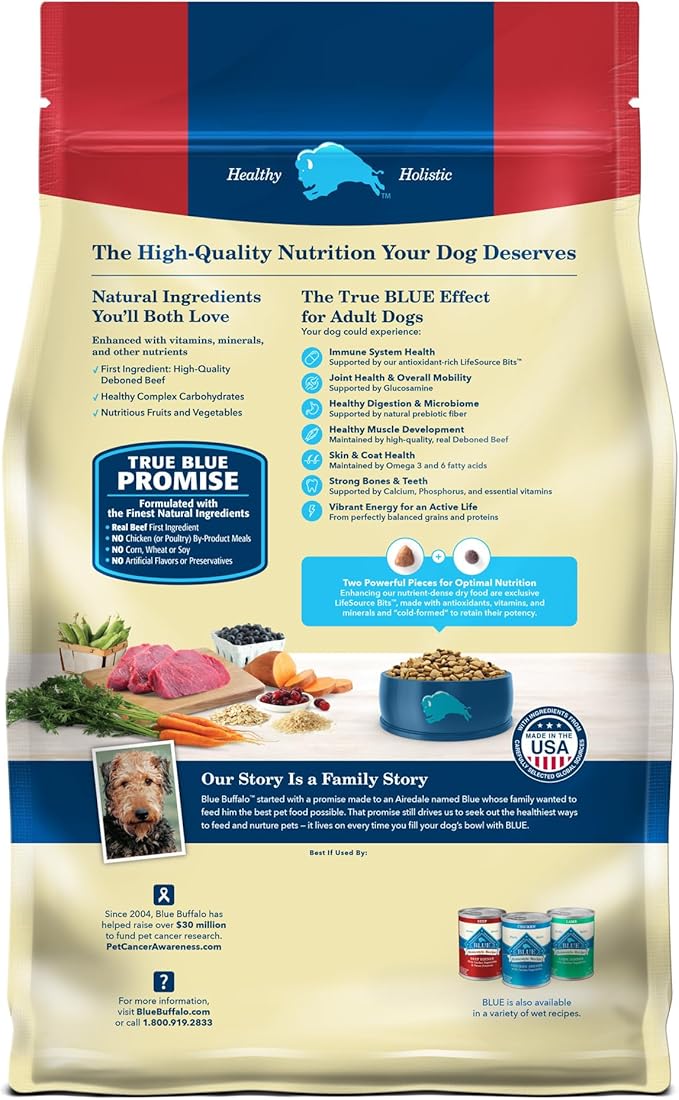 Blue Buffalo Life Protection Formula Adult Dry Dog Food, Helps Build and Maintain Strong Muscles, Made with Natural Ingredients, Beef & Brown Rice Recipe, 15-lb. Bag