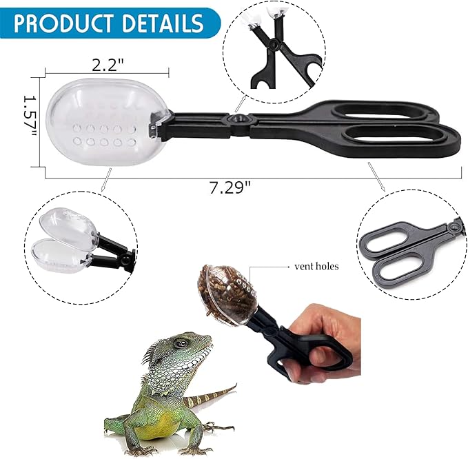 5Pcs Reptile Feeding Kit, 3Pcs Stainless Steel Feeding Tongs, Rubber Tipped Soft Tweezers, Bug Feeder Cricket Clamp, 2Pcs Reptile Food Dish Water Bowl for Reptiles,Gecko,Bearded Dragon, Spider