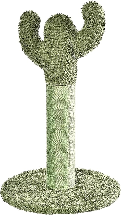 Amazon Basics Cactus Cat Scratching Post with Dangling Ball, 25.6 Inches, Green