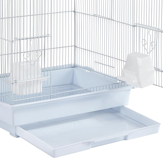 Yaheetech 39-inch Roof Top Medium Parakeet Bird Cages for Cockatiels Conures Finches Budgies Canaries Lovebirds Parakeets Green Cheek Small Birds Parrots, Travel Flight Birdcage w/Toys, White