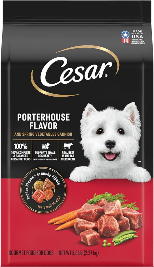 CESAR Small Breed Dry Dog Food Porterhouse Flavor and Spring Vegetables Garnish, 5 lb. Bag