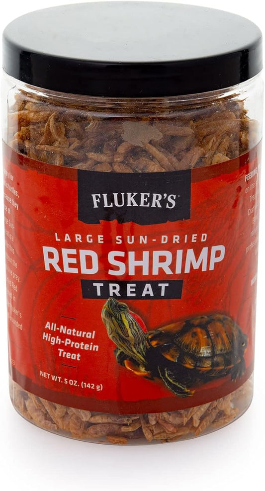 Fluker's All Natural Large Sun-Dried Red Shrimp, High Protein Treats, Aquatic Turtle Food, Great for Aquatic Frogs, Tegus, Monitors, and Tropical Fish, 5 oz