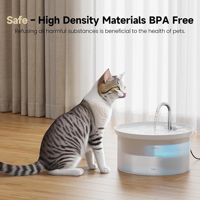 Cat Water Fountain: 88Oz Pet Water Fountains Indoor 24/7 Running Water Supplies Dispenser for Drinking Dish Automatic Dog Waterer Bowls Flow Ultra Quiet Pump with Filters Faucet Bottle Watering(White)