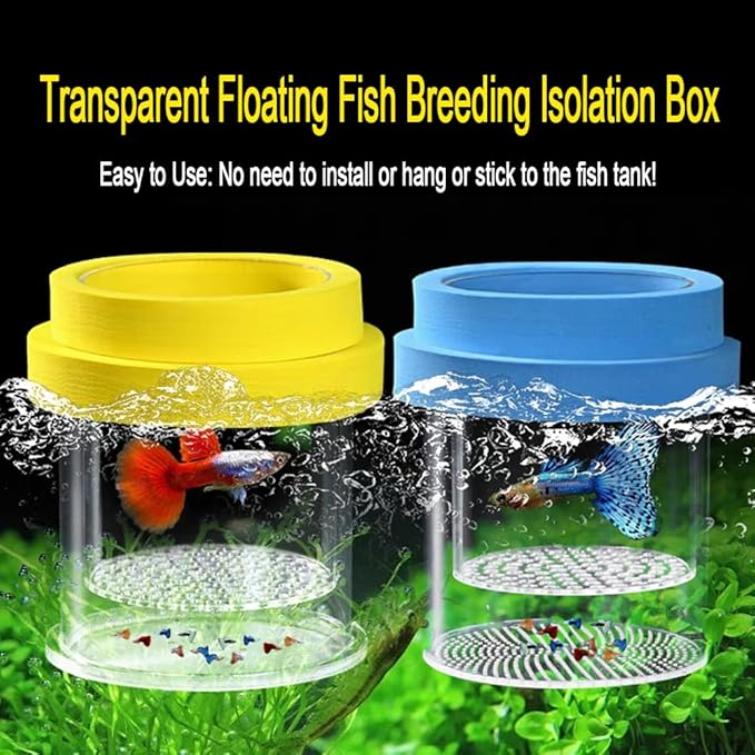 Floating Fish Breeding Box Acrylic Breeding Isolation Box for Aquarium Tank Hatchery Incubator Breeder Box for Baby Fish Betta Shrimp Clownfish Guppy (Blue, Large)